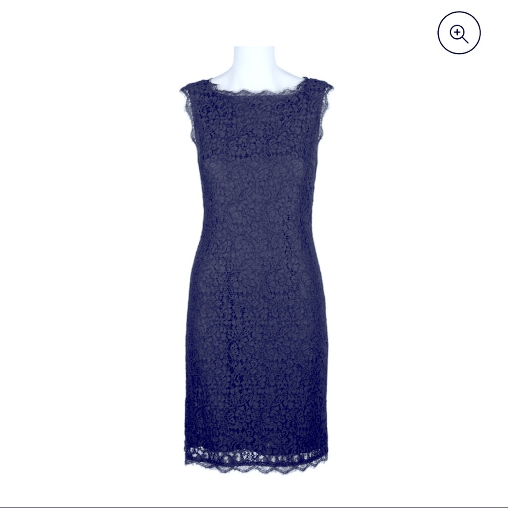 Adrianna Papell Scalloped Neck Sleeveless Zipper Back Lace Dress Wedding